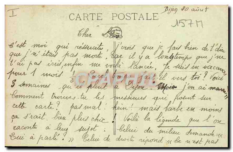 CPA Dijon Puits de Moise les Prophetes Daniel et Isai  — Verso