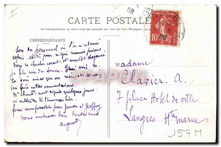 CPA Dijon monument Carnot Gasq et Math Morceau sculpt  — Verso