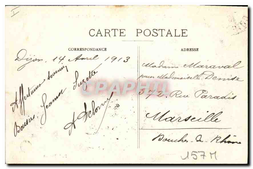 CPA Dijon vue generale de Square darcy prise du haut de la Terrasse Square monumental corbeilles et  — Verso
