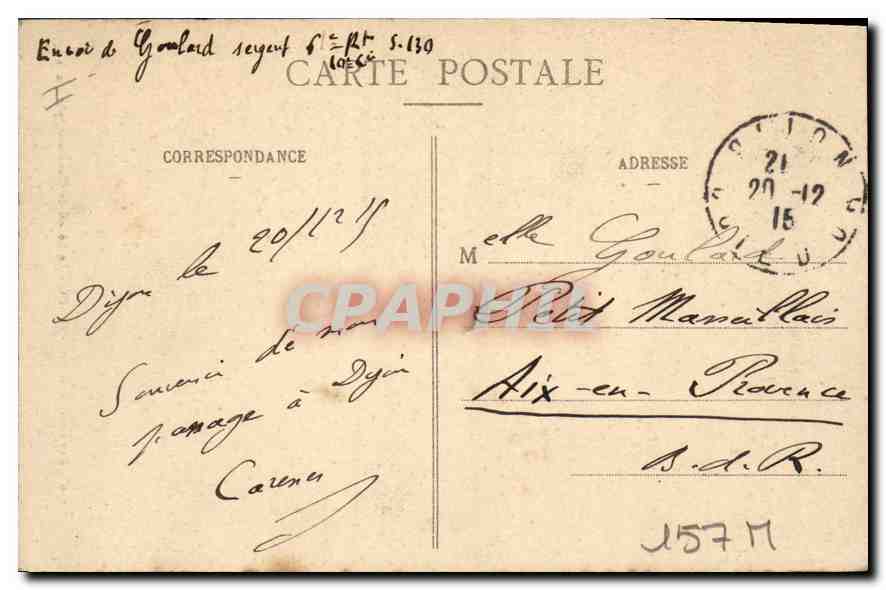 Le Réveil de Napoléon, par Rude — Environ de Dijon — Fixin — n° 669 — Rückseite