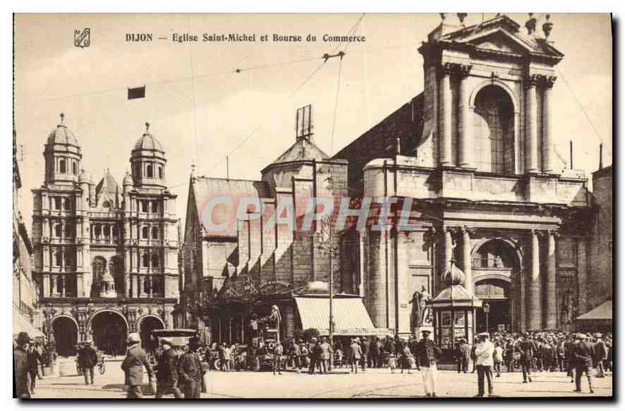 CPA Dijon eglise Saint Michel et Bourse du Commerce 