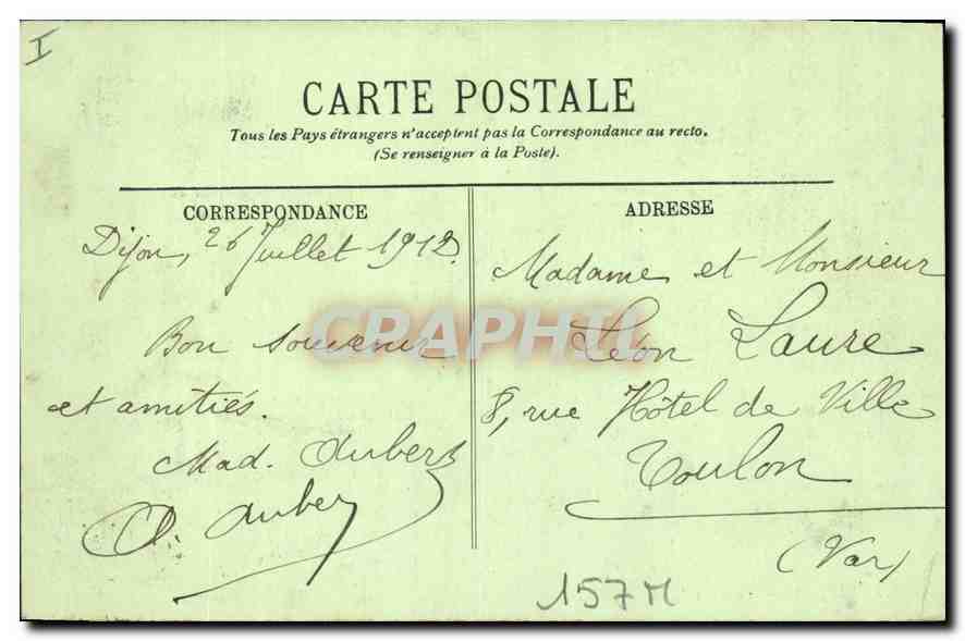 CPA Dijon le parc Darcy  — Verso