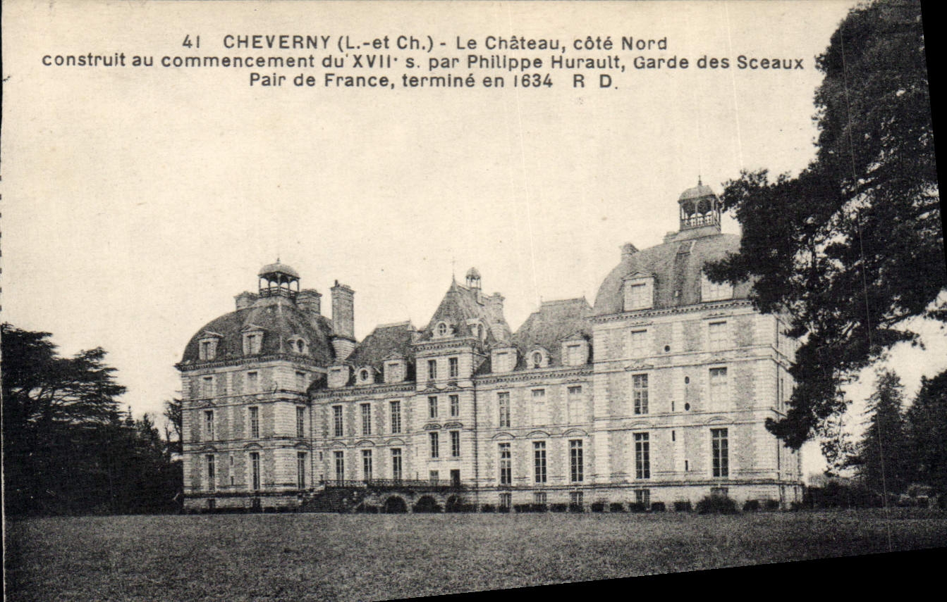 Cheverny (Loir-et-Cher) — Das Schloss, Nordseite — erbaut am Anfang des 17. Jahrhunderts von Philippe Hurault, Keeper der Siegel, fertiggestellt 1634