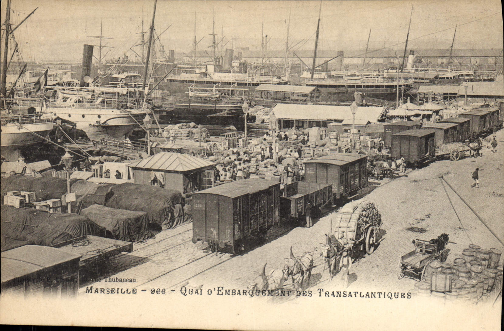 Marseille — Quai d'Embarquement des Transatlantiques — Éditeur Thubaneau, n° 966