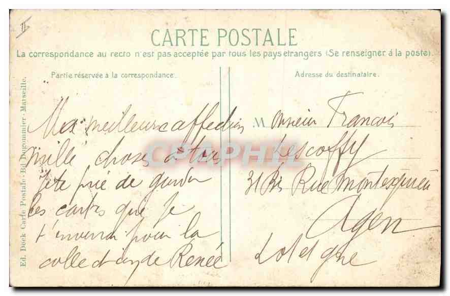 Marseille. Port de la Joliette (Vue Générale) — Éd. Deck, Marseille, n°4 — Rückseite