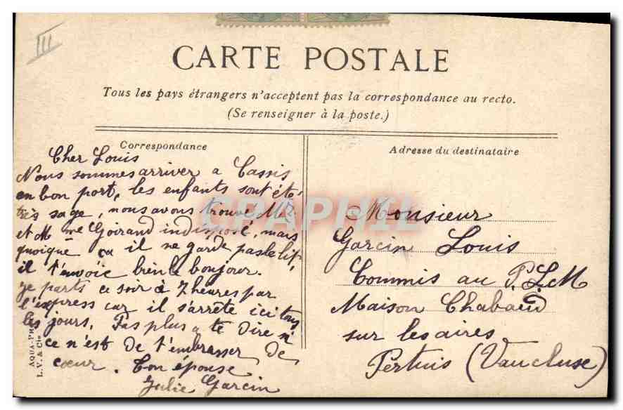Marseille. La Joliette — vue du port avec navires et marchandises — éditeur L.V.&C. n°16 — Reverso