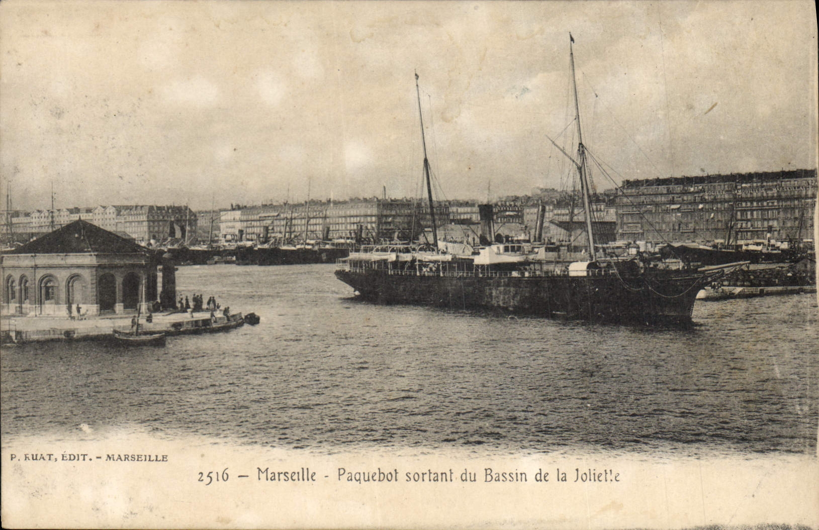 Marsiglia — Nave in partenza dal Molo della Joliette — P. Kuat, Edit. - Marsiglia, n° 2516