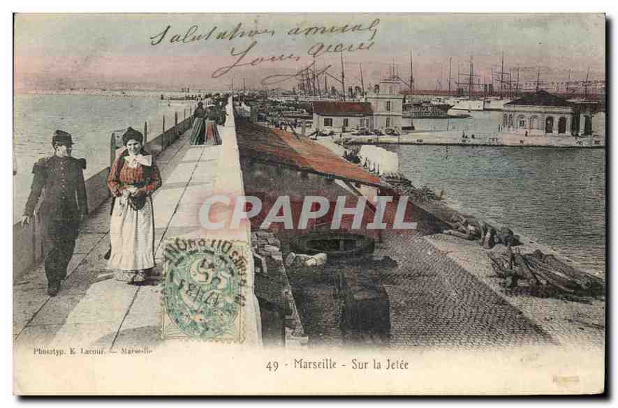 Marseille - Sur la Jetée — Phototyp. E. Lacour — n°49 - Anverso