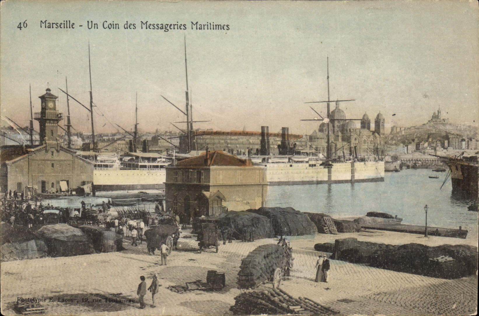 Marseille - Un Coin des Messageries Maritimes — Phototypie E. Lacour, 12 rue Toubaneau