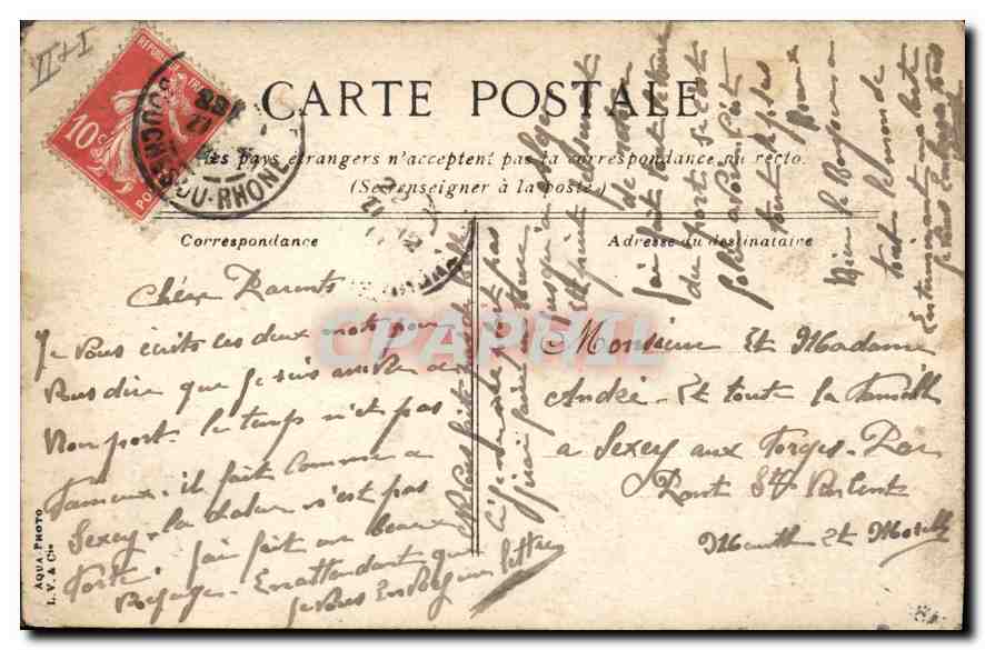 CPA Marseille Quais d'Embarquement des Transatlantiques  — Verso