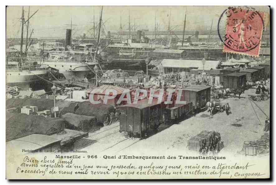 Marseille — Quai d'Embarquement des Transatlantiques — Phototype E. Lacour, 10, rue Toubaneau, n° 966
