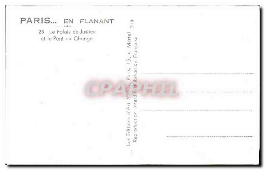 CPA Paris en Flanant le palais de justice et le pont au change  — Rückseite