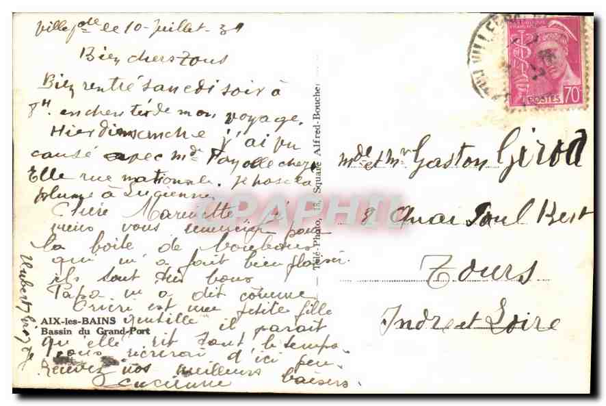 CPA Aix les Bains Bassin du grand port  — Rückseite