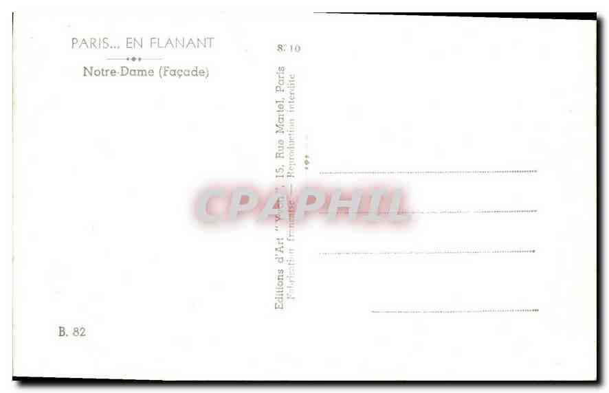 CPA Paris en Flanant Notre Dame facade  — Rückseite