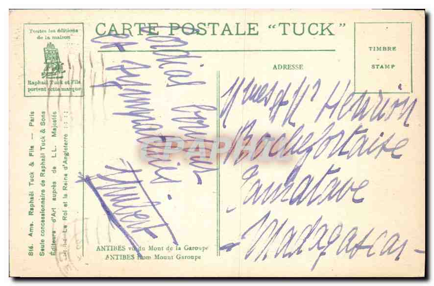 CPA Antibes vu du mont de la Garoupe  — Rückseite