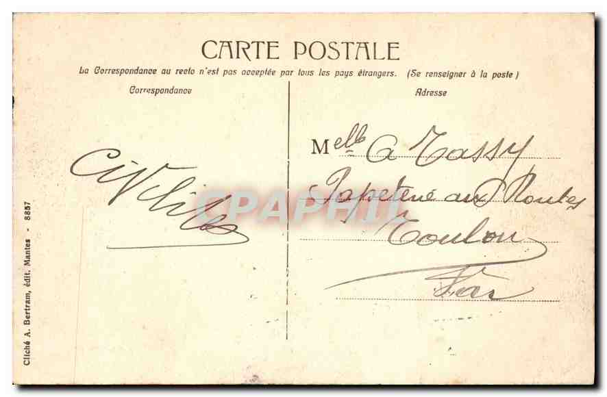 Ermitorio de San Salvador — L'Auteil — Cliché A. Bertraun, edición de Mantes — Reverso