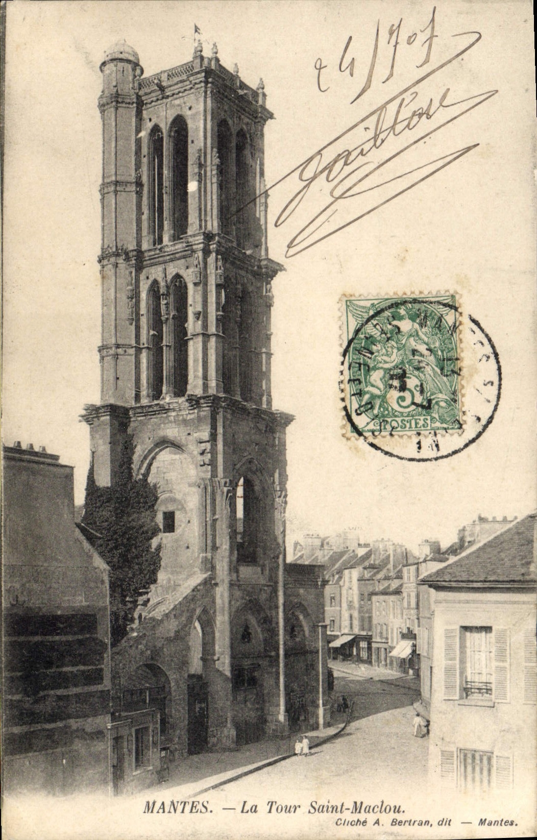 MANTES. — La Torre de San Maclou, llamada Mantes. — Cliché A. Bertran, llamada Mantes.