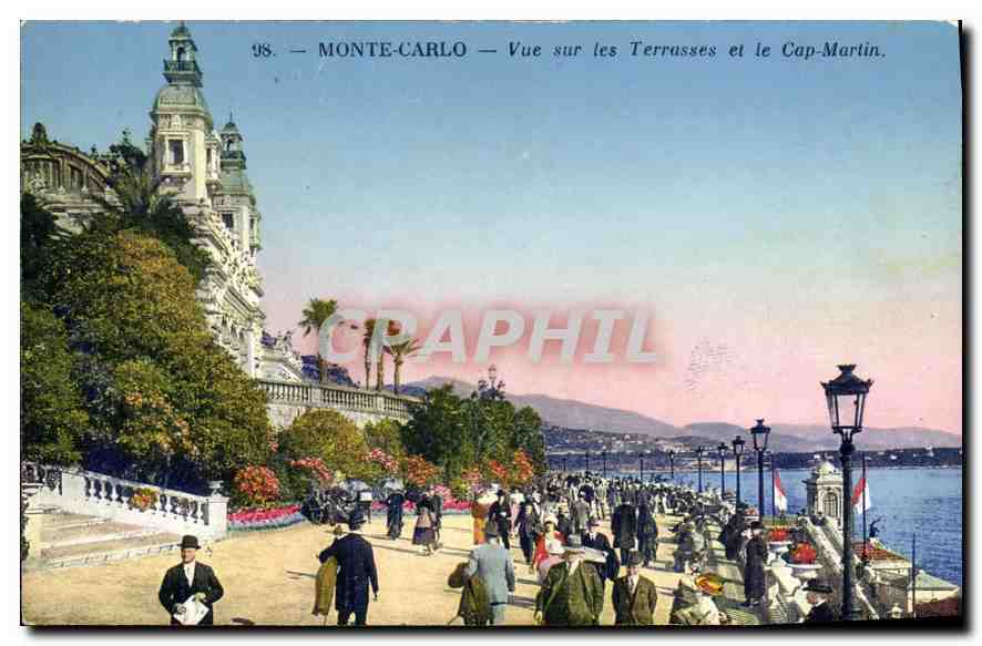 Monte-Carlo — Vue sur les Terrasses et le Cap-Martin — Monte Carlo Graphique n°98