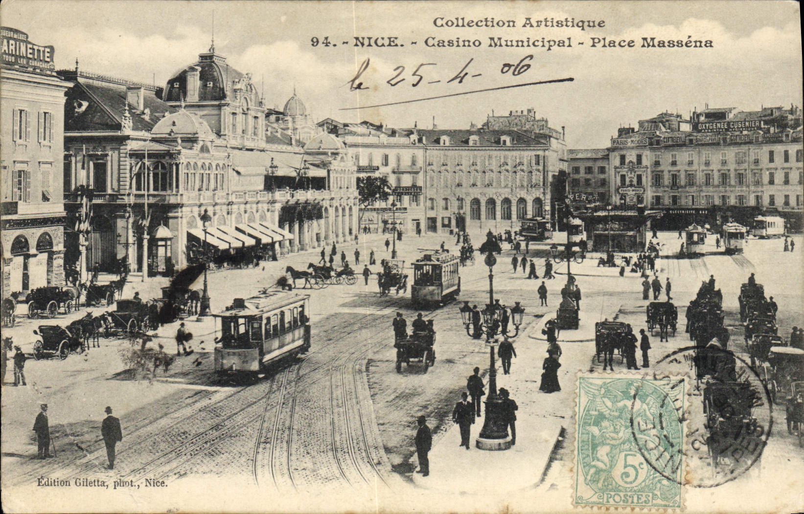 CPA Collection Artistique Nice Casino Municipal place Massena 