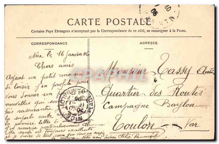CPA La Cote d'Azur Nice Grand Hotel Imperial  — Rückseite