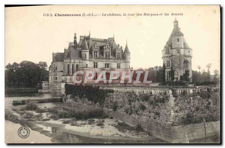 CPA Chenonceaux I et L Le Chateau la tour des Morques les douves 