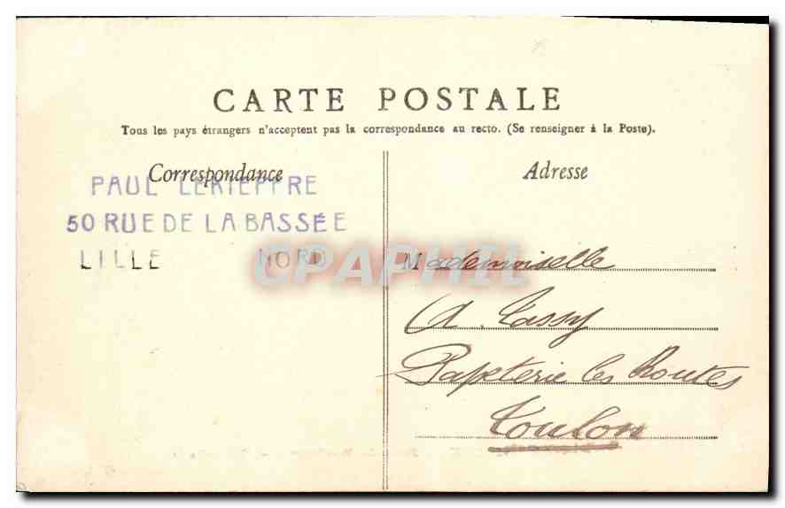 CPA Lille Bois de Boulogne Sous Bois  — Rückseite
