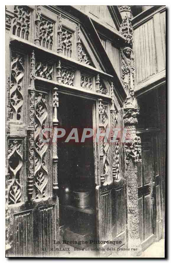 CPA La Bretagne Pittoresque Morlaix Bas d'un Escalier de la grande Rue 