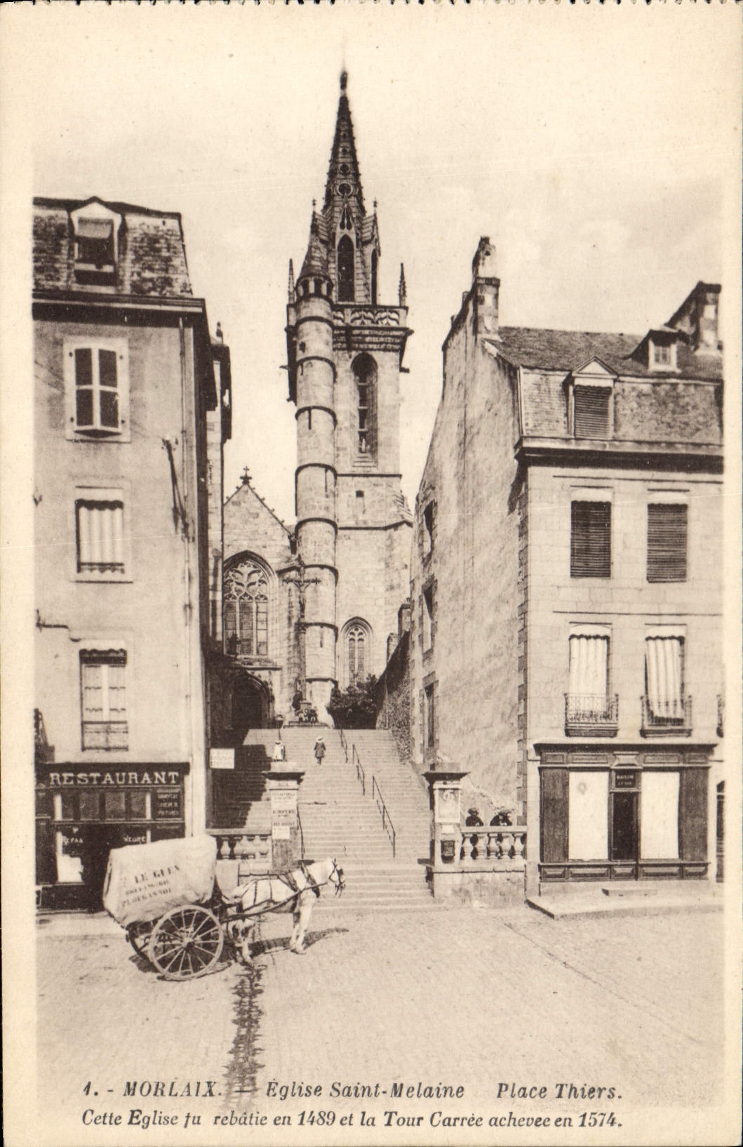 CPA Morlaix Eglise St Melaine Place Thiers 