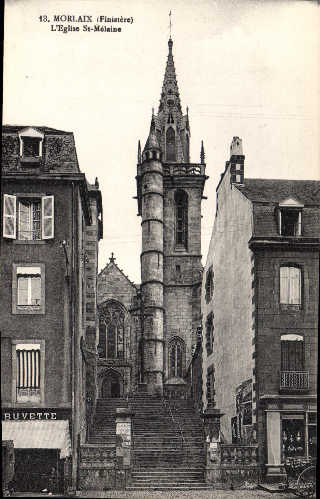 CPA Morlaix Finistere L'Eglise St Melaine 
