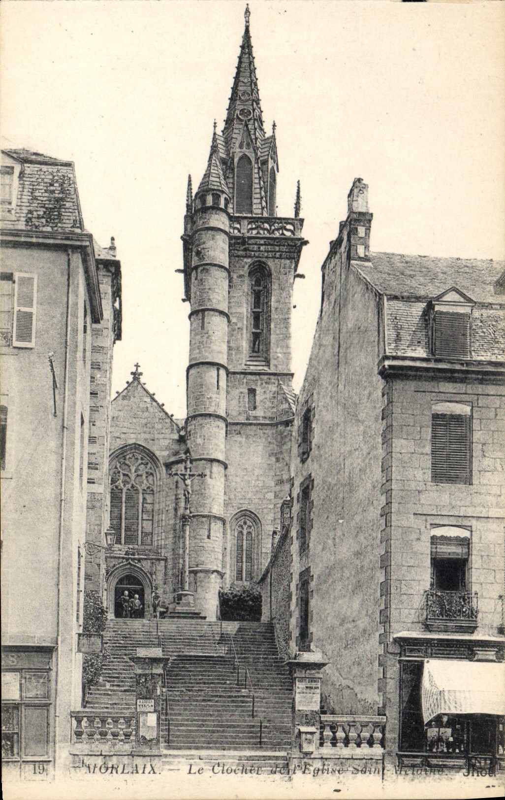 CPA Morlaix Le Clocher de l'Eglise St Melaine 