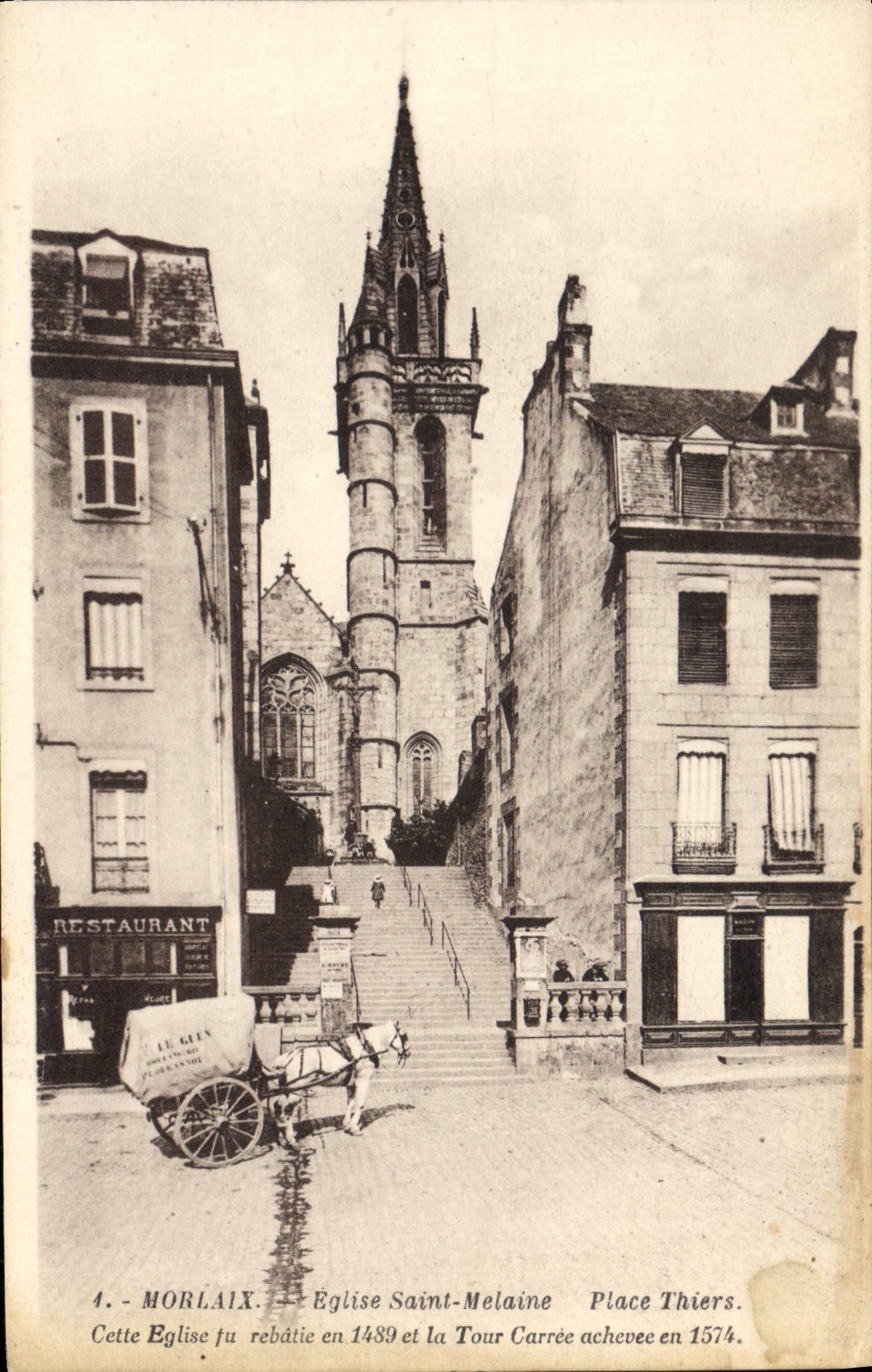 CPA Morlaix Eglise St Melaine Place Thiers 