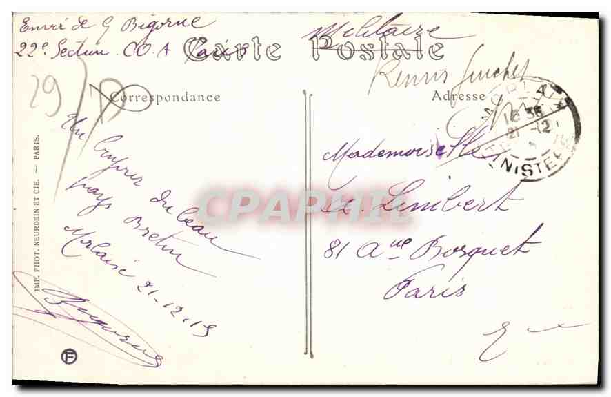 CPA Morlaix Vue generale prise du Chateau  — Rückseite