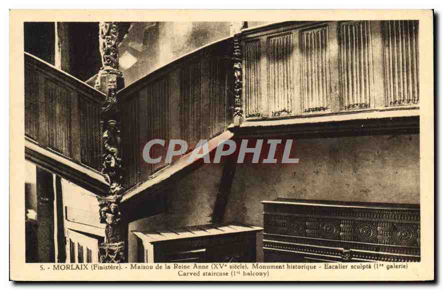 CPA Morlaix Finistere Maison de la Reine Anne Escalier sculpte