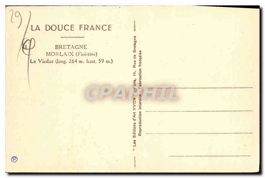 CPA Bretagne Morlaix Finistere Le Viaduc  — Rückseite