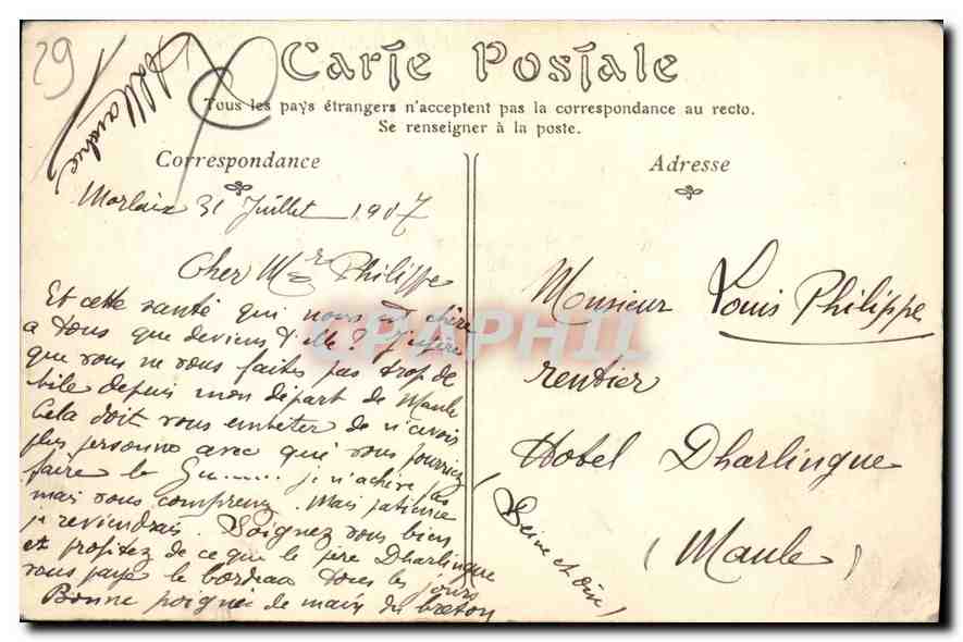 CPA Rade de Morlaix Le Chateau du Taureau  — Rückseite