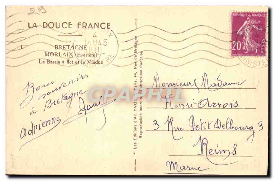 CPA Bretagne Morlaix Finistere Le Bassin a Flot et le Viaduc  — Rückseite