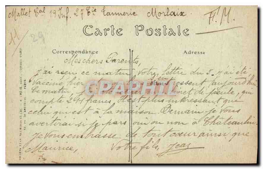 CPA Morlaix Finistere L'Eglise St Melaine  — Rückseite