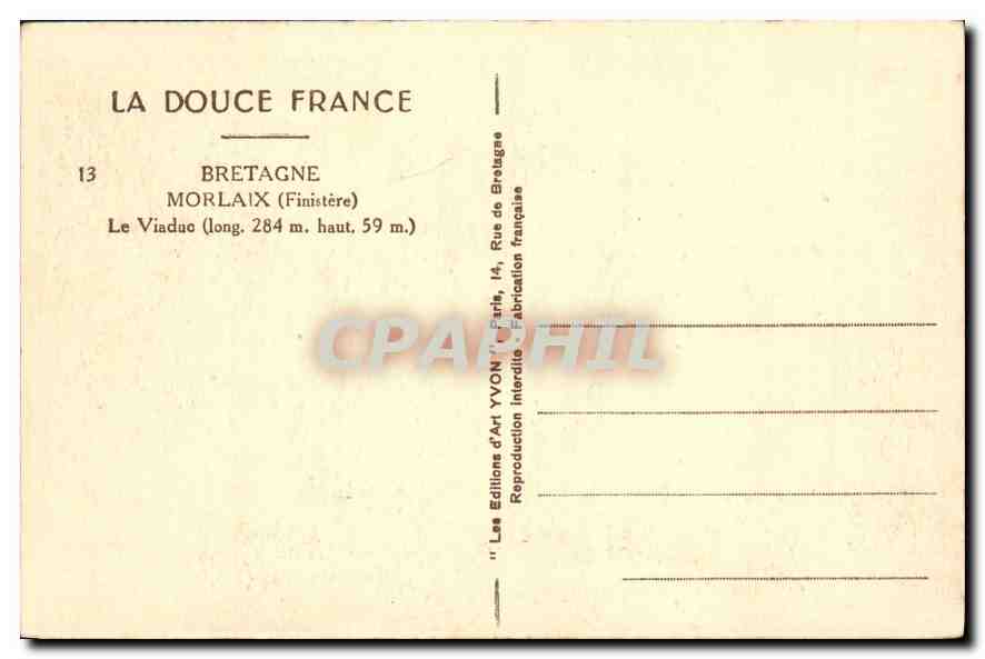CPA Bretagne Morlaix Finistere Le Viaduc  — Rückseite