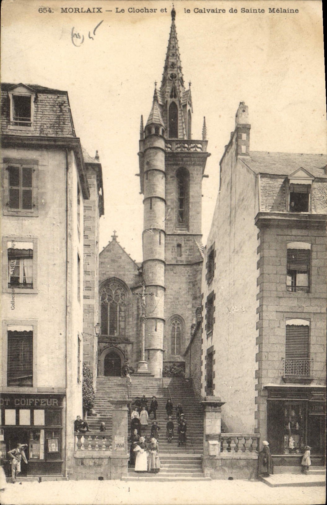CPA Morlaix Le Clocher et la Calvaire de Ste Melaine 