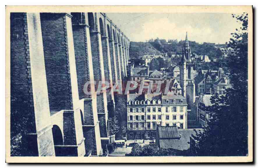 CPA Morlaix Le Viaduc et l'Eglise St Melaine 