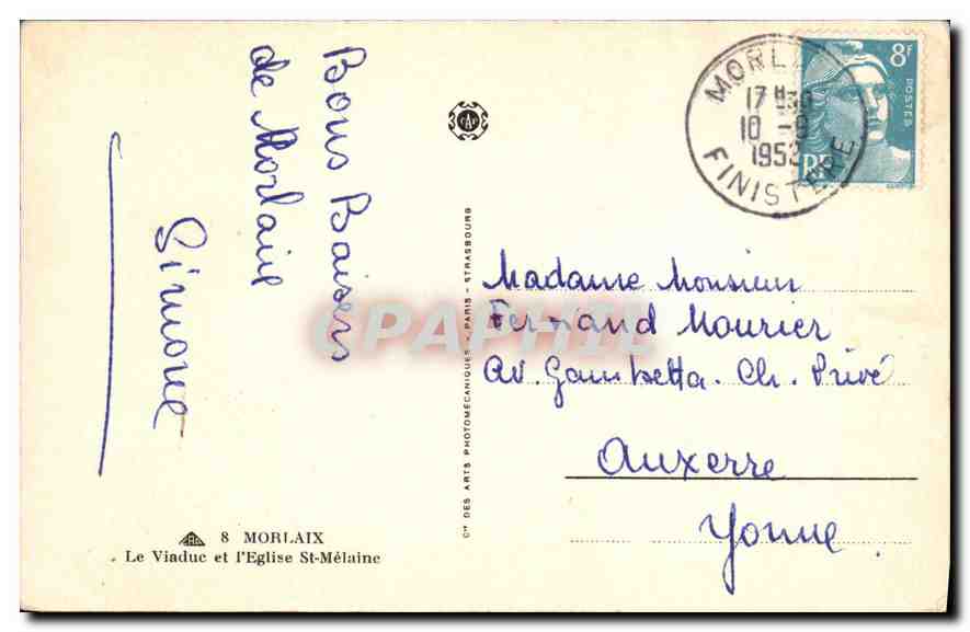 CPA Morlaix Le Viaduc et l'Eglise St Melaine  — Rückseite