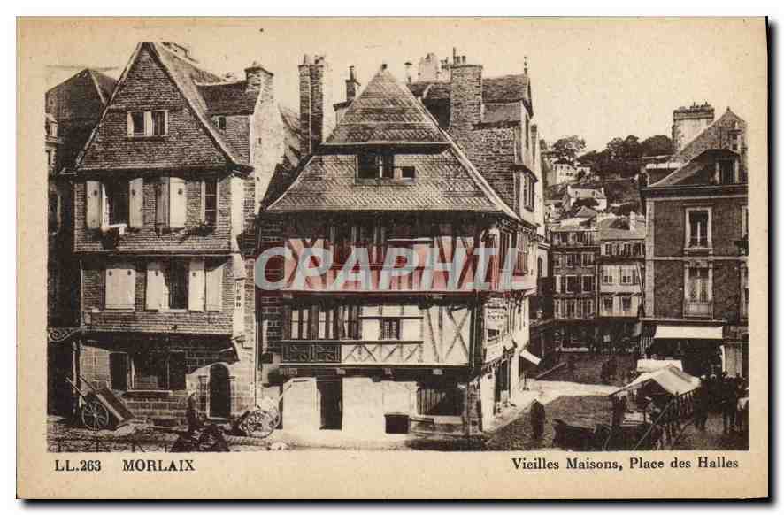 CPA Morlaix Veilles Maisons Place des Halles 