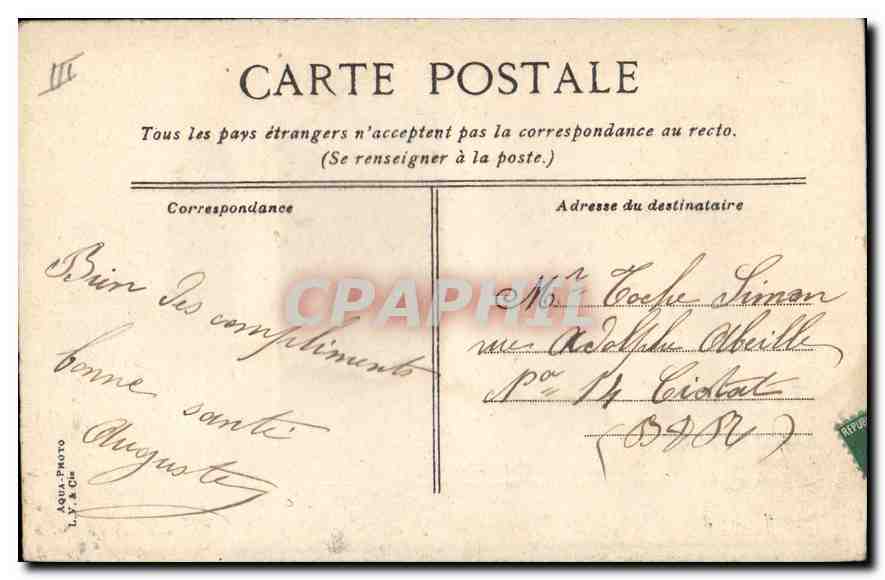 Marseille. le service du "Passage" dans le Vieux Port — B.M. CARENAGE A S'JEAN 5¢ — L.V.U.C. — Verso