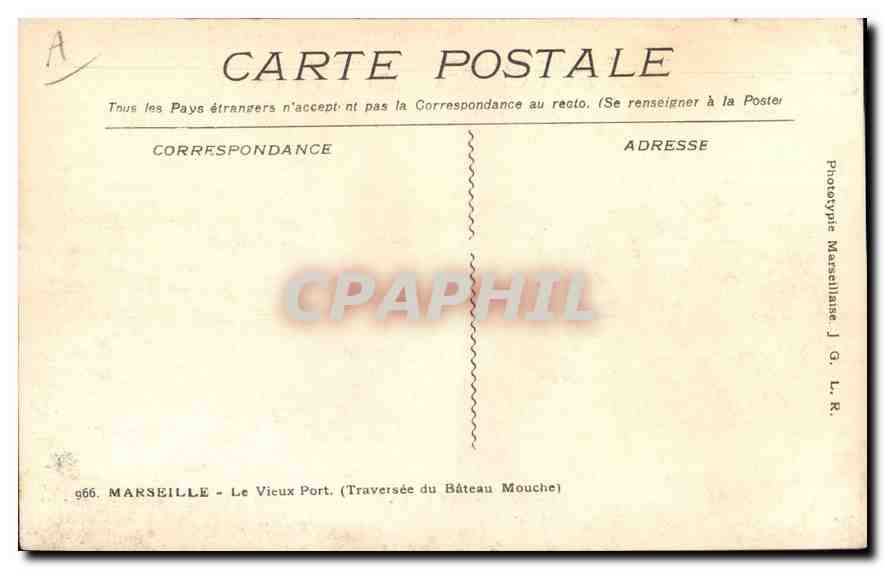 CPA Marseille Le Vieux Port Traversee du Bateau Mouche  — Rückseite