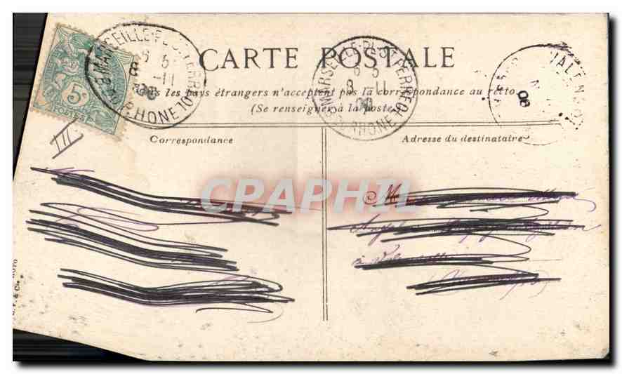 Marseille. Le service du "Prassage" dans le Vieux Port — éditeur non identifié, n° de série 37 — Verso