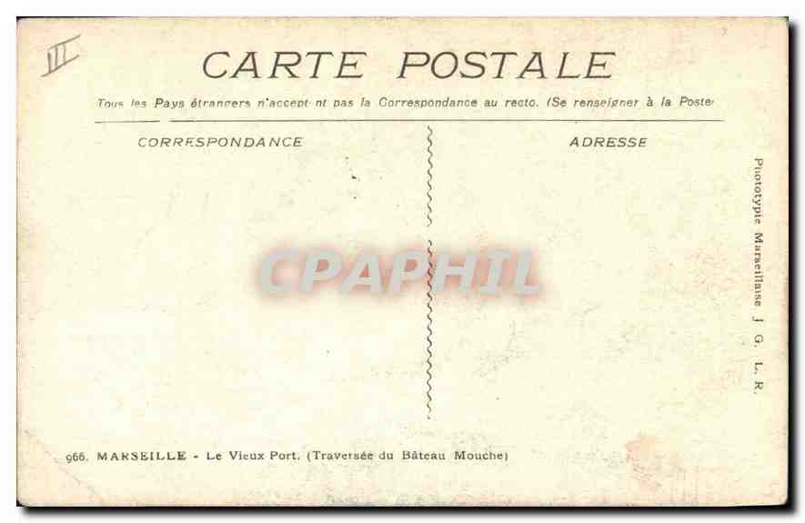 Marseille - Le Vieux Port — Traversée du Bâteau Mouché — Phototype Marceliane J.G.L.R. — Verso