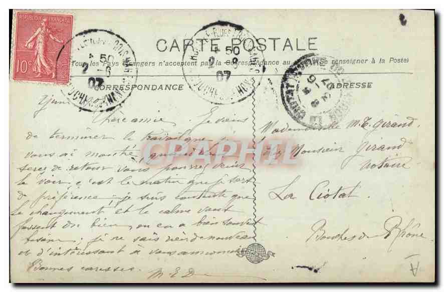 CPA Marseille Les Pierres Plates  — Verso