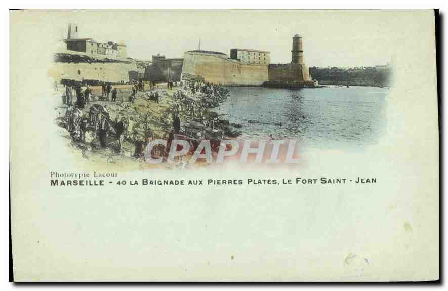 CPA Marseille La Baignade aux Pierres Plates Le Fort Saint Jean 