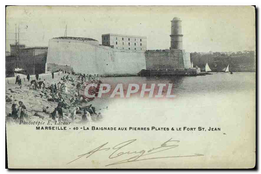 CPA Marseille La Baignade aux Pierres Plates Le Fort St Jean 