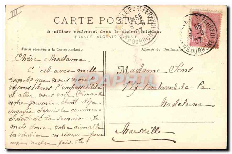 CPA Marseille Les Pierres Plates et le Phare Sainte Marie  — Verso